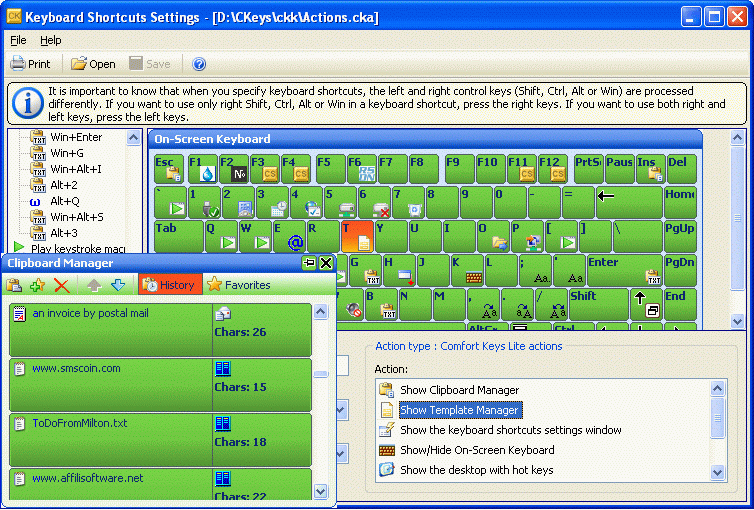 Comfort Keys Lite 7.4 screenshot